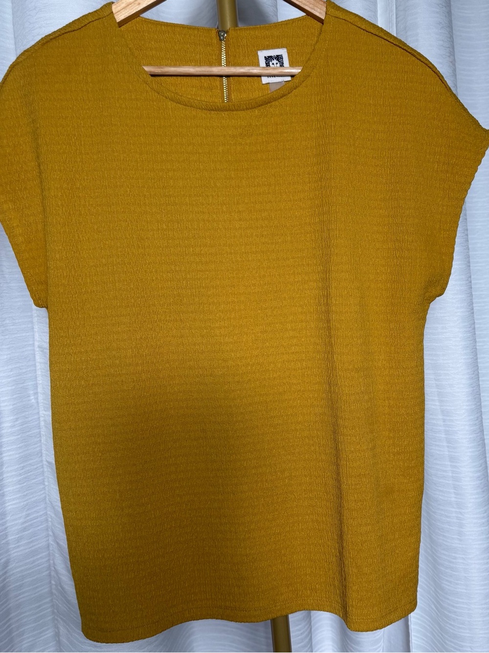 Anne Klein Mustard Short Sleeve Knit Top